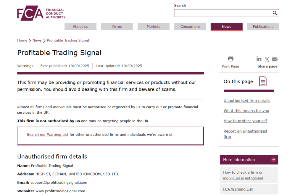 Profitable-Trading-Signal-FCA-Warning